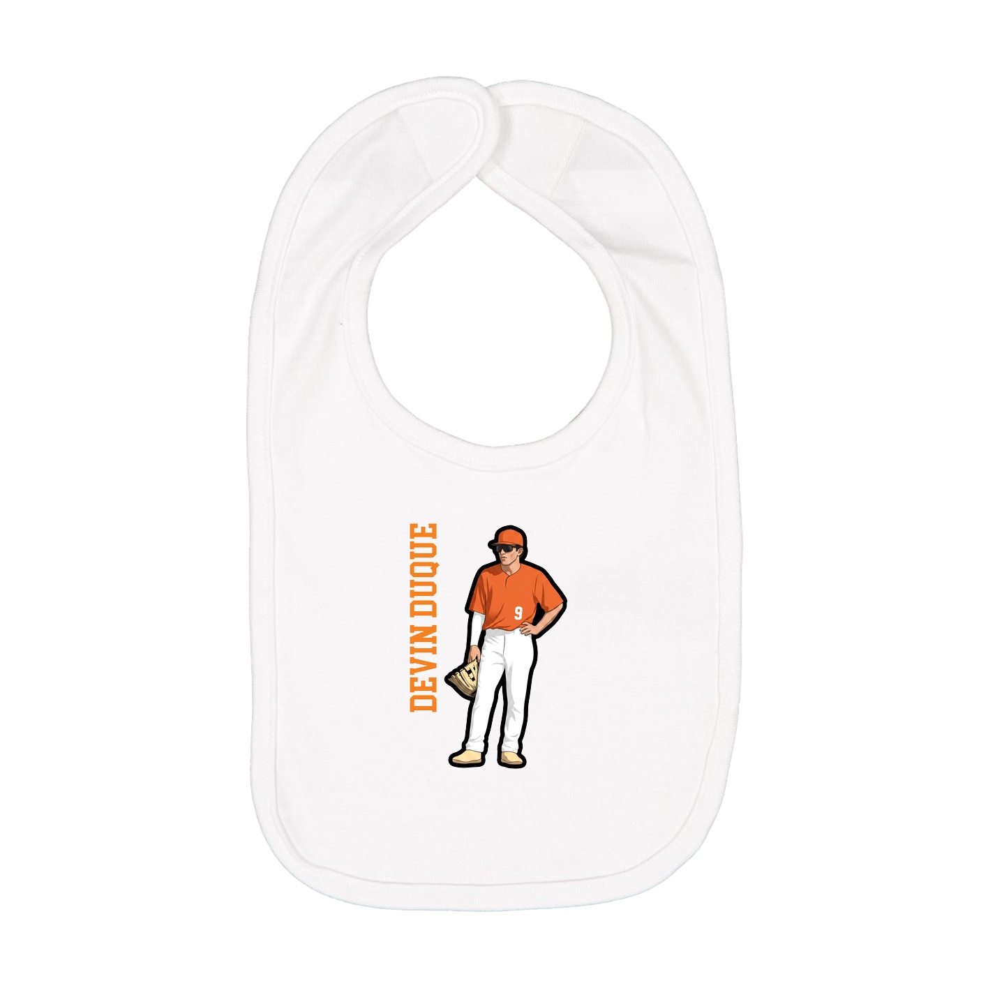 Infant Bib — Name Vertical in White