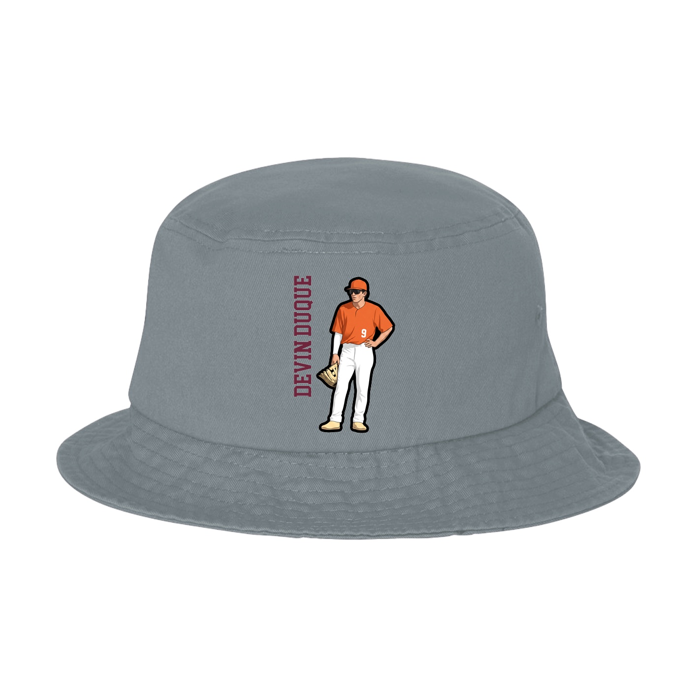 Bucket Cap — Name Vertical in Grey