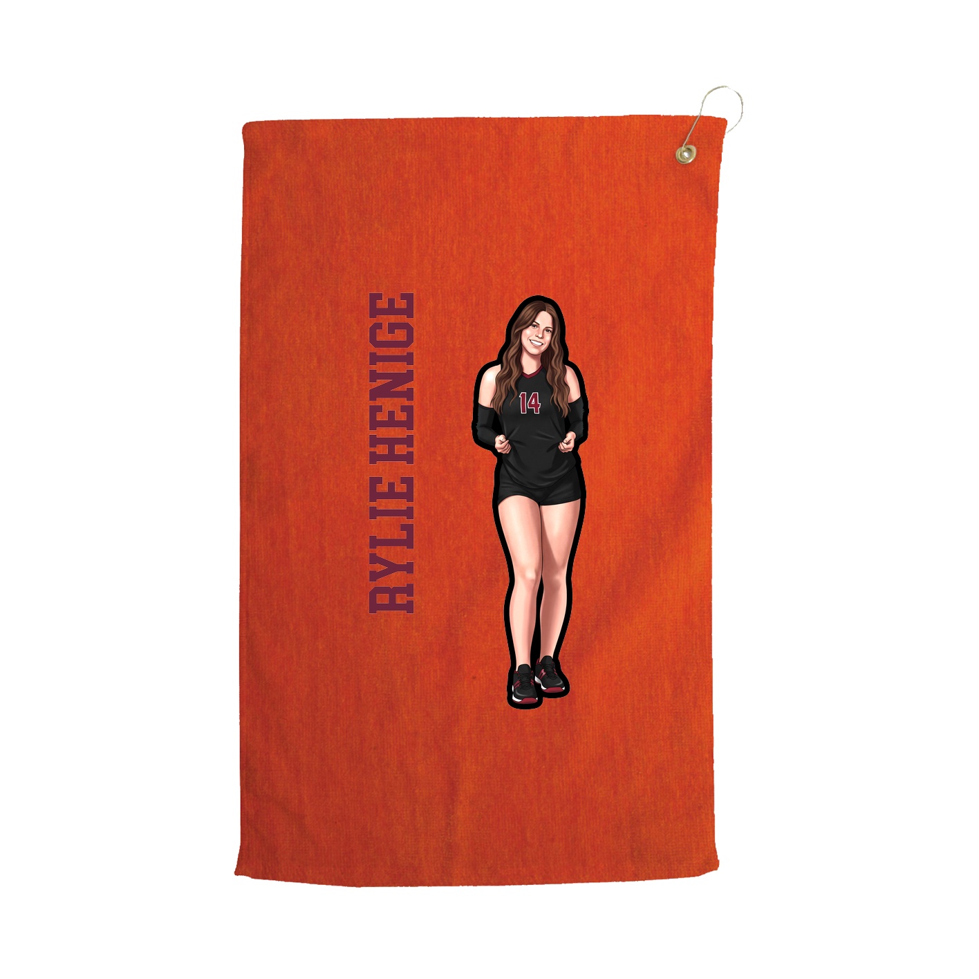 Golf Towel — Name Vertical in Orange