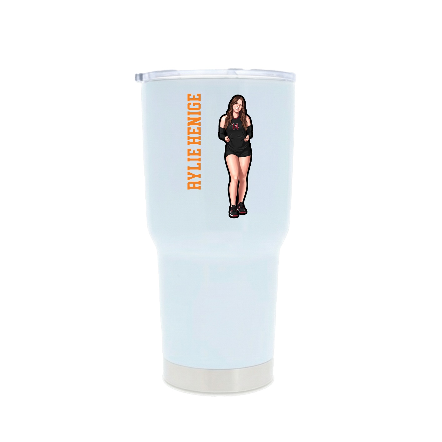 30oz Stainless Steel Tumbler — Name Vertical in White