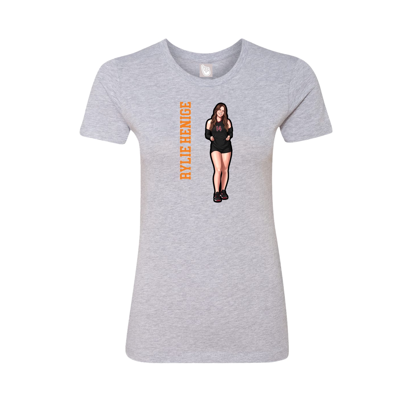 Fitted Women's Tee — Name Vertical in Grey