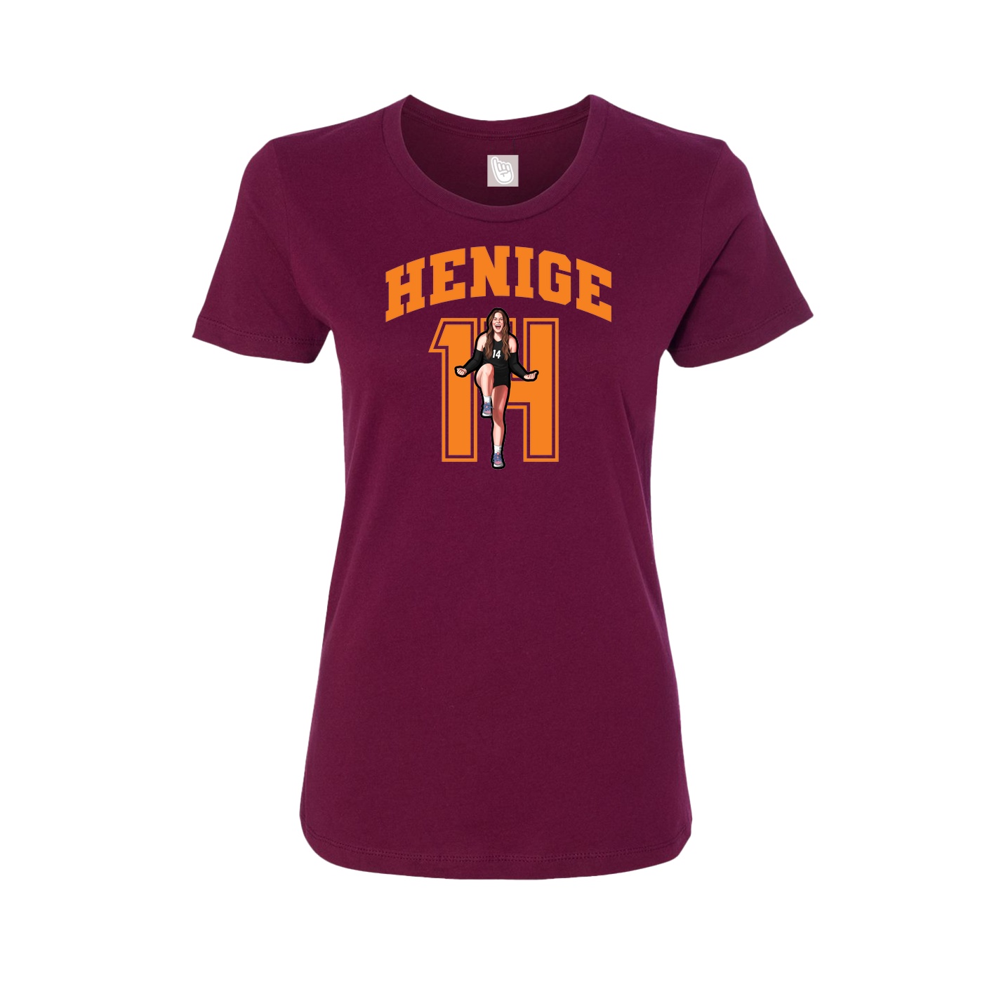Fitted Women's Tee — Number in Maroon