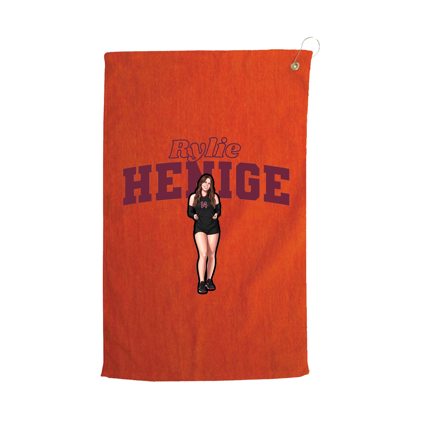 Golf Towel — Name Arch in Orange