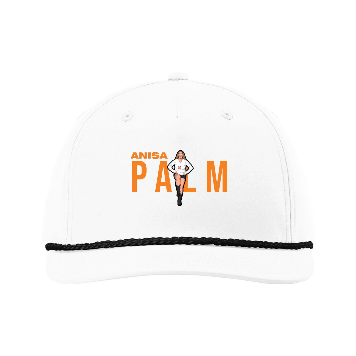 Five-Panel Classic Rope Cap — Player Name in White