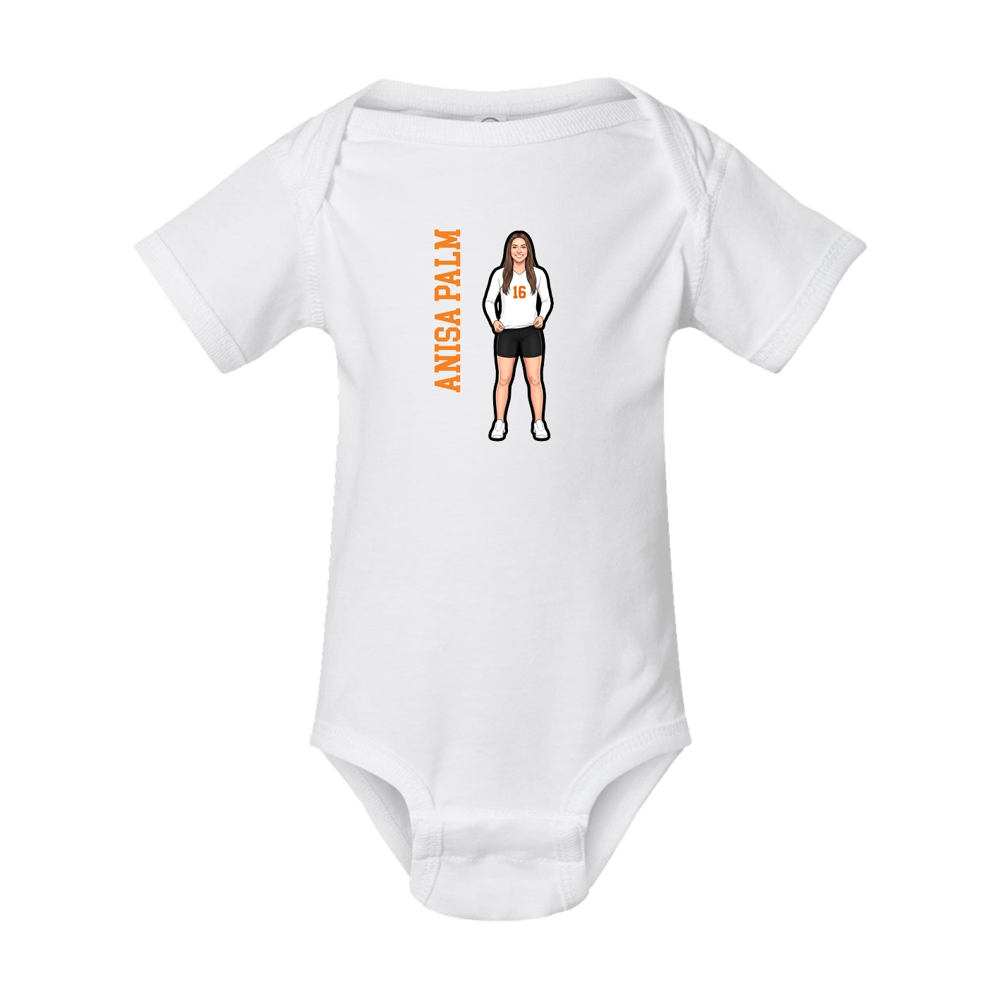 Baby Onesie — Name Vertical in White