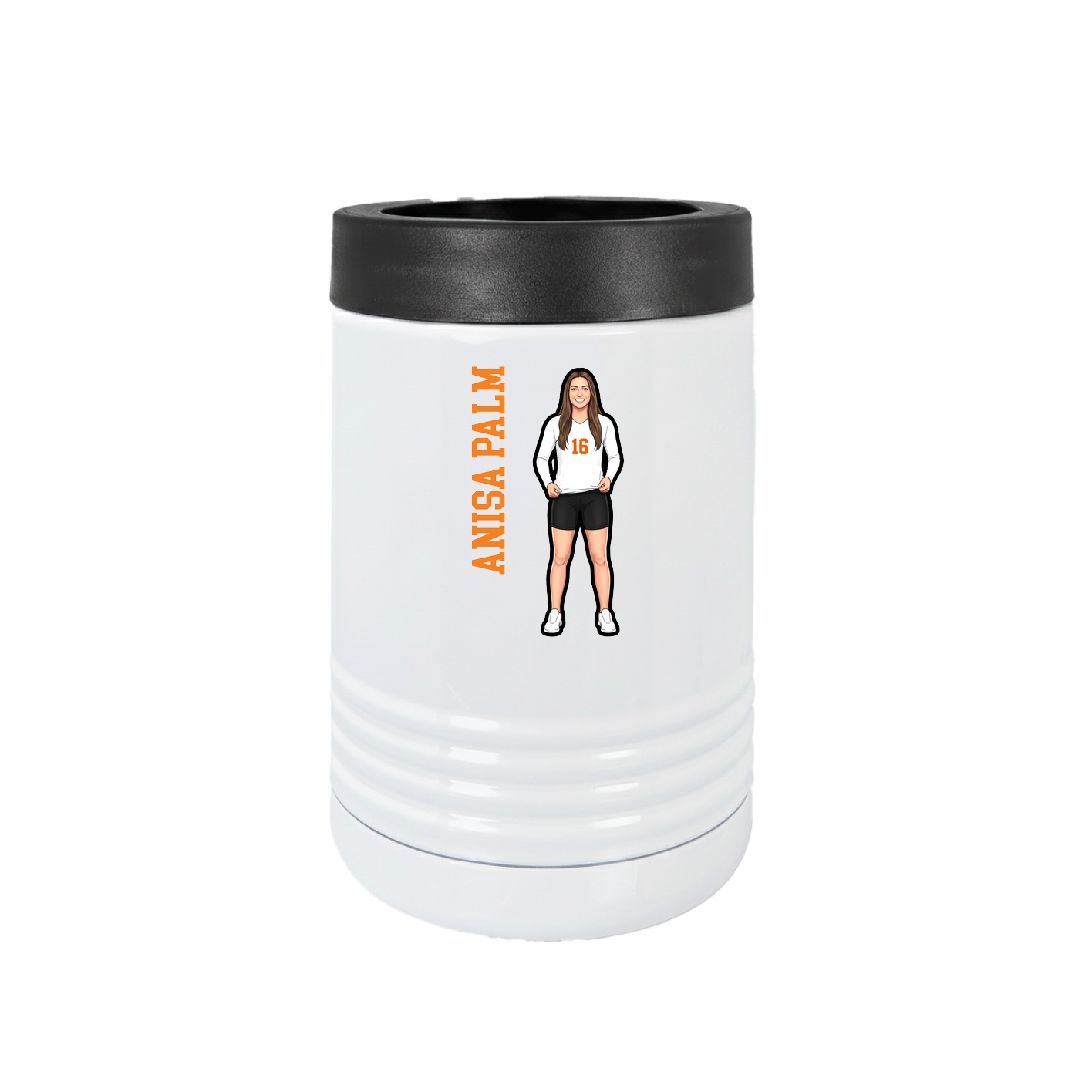 Beverage Holder — Name Vertical in White