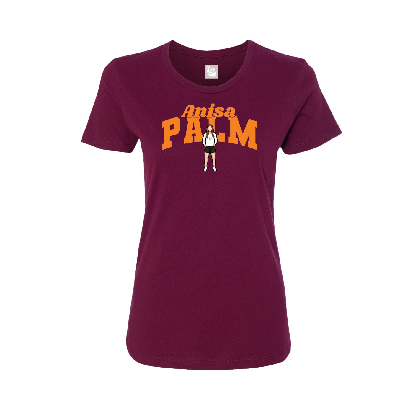 Fitted Women's Tee — Signature Arch in Maroon