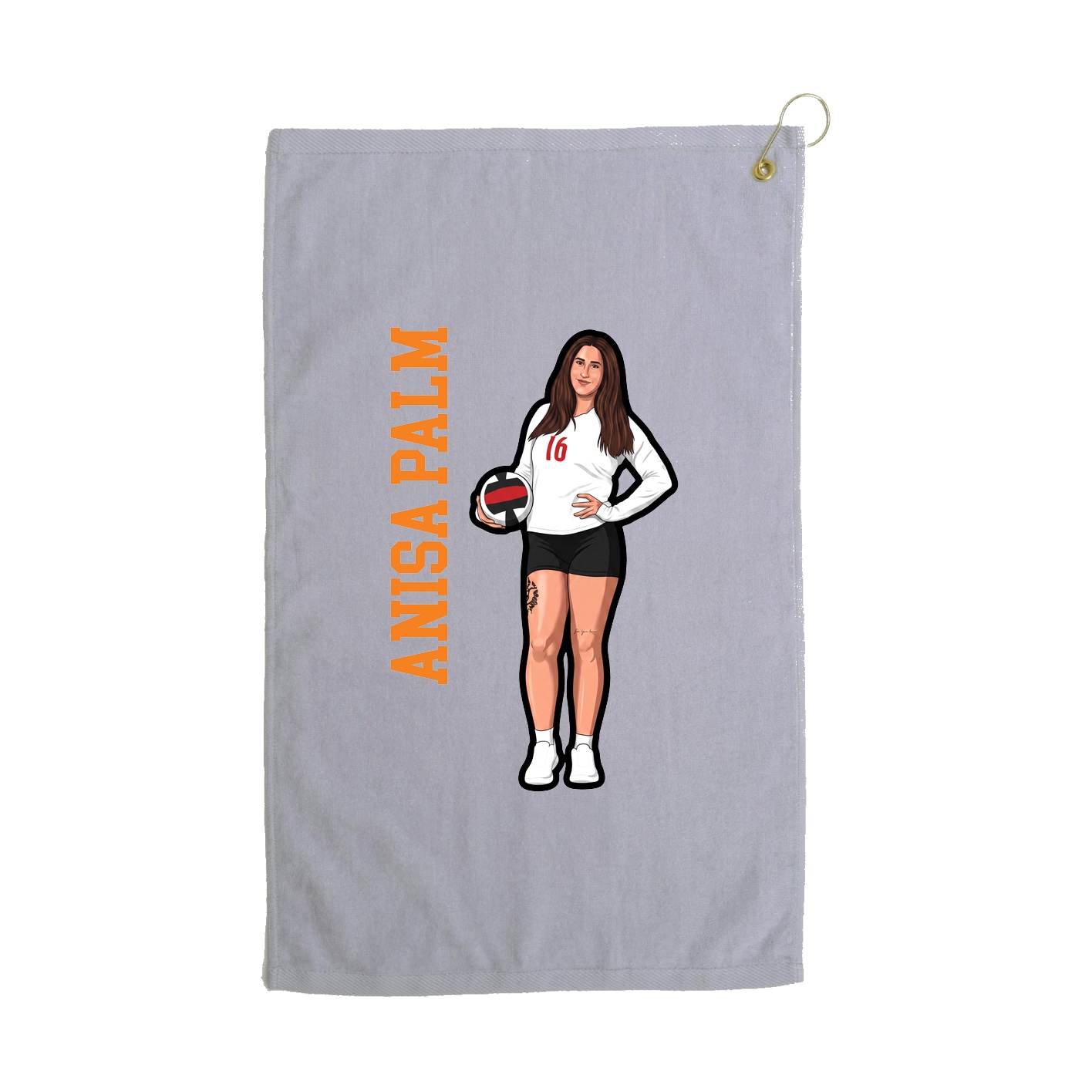 Golf Towel — Name Vertical in Grey