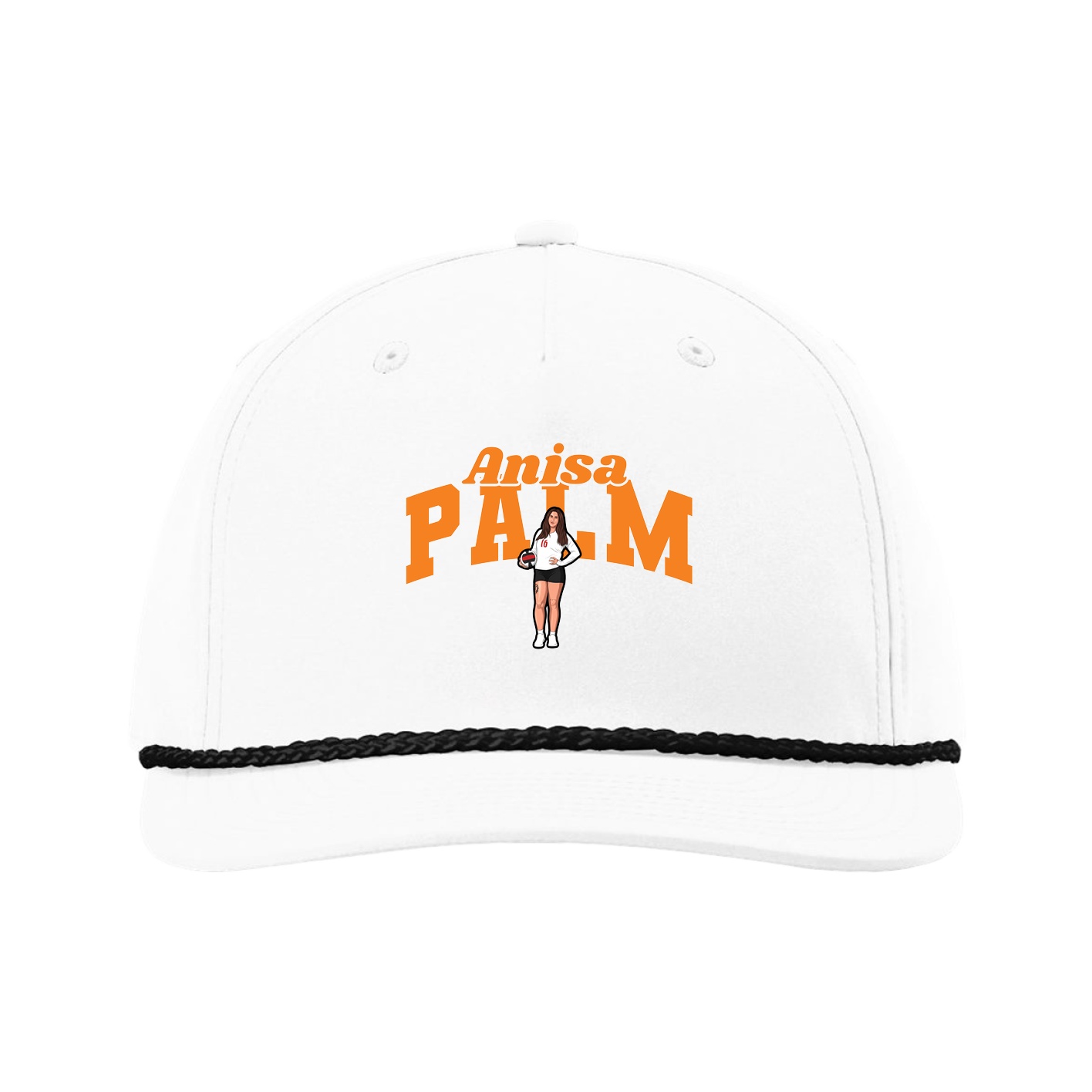Five-Panel Classic Rope Cap — Signature Arch in White