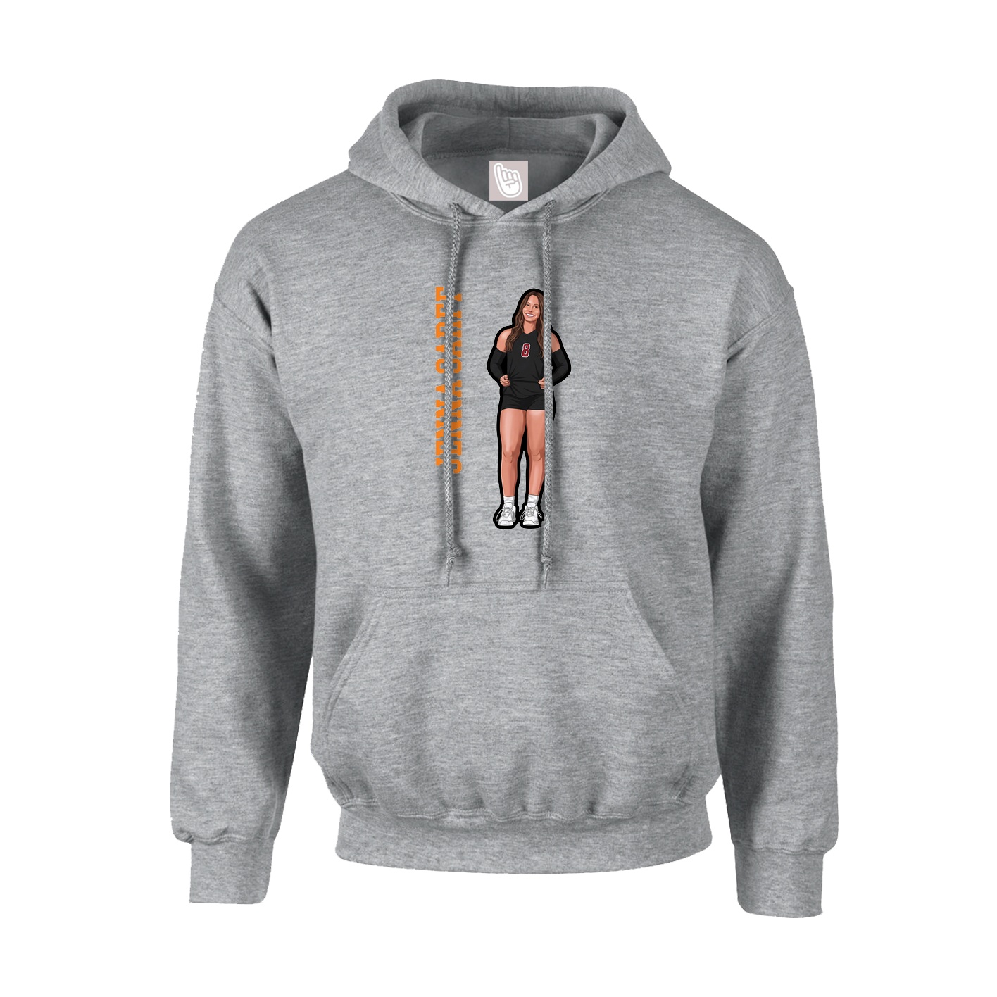 Hoodie — Name Vertical in Grey