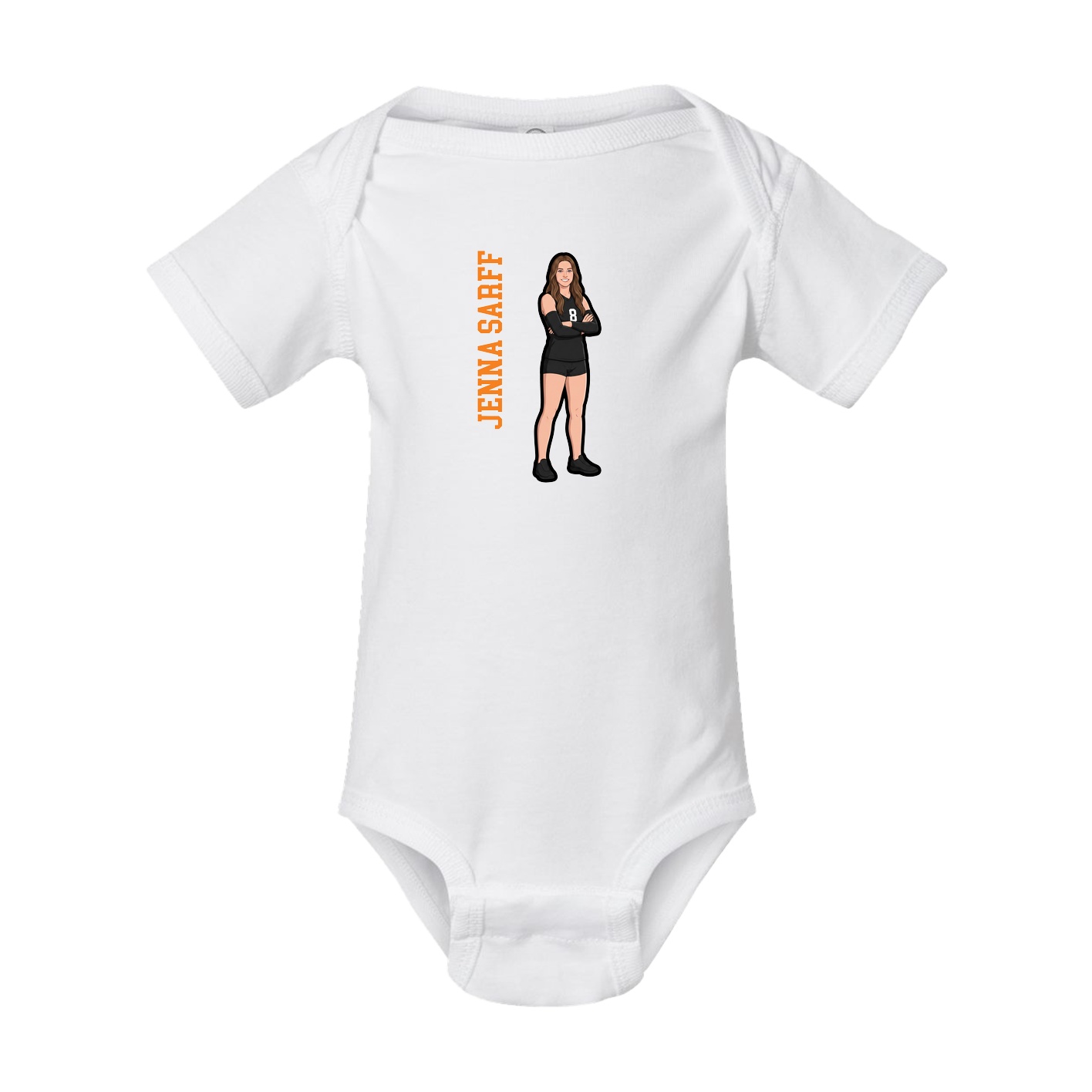 Baby Onesie — Name Vertical in White