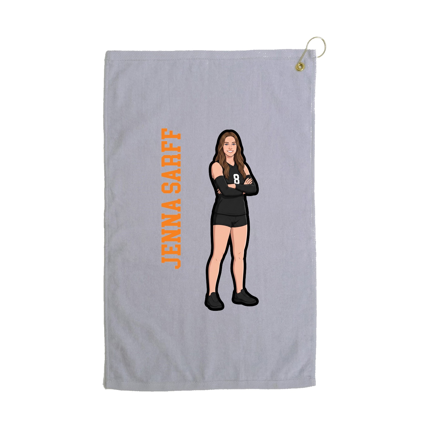 Golf Towel — Name Vertical in Grey