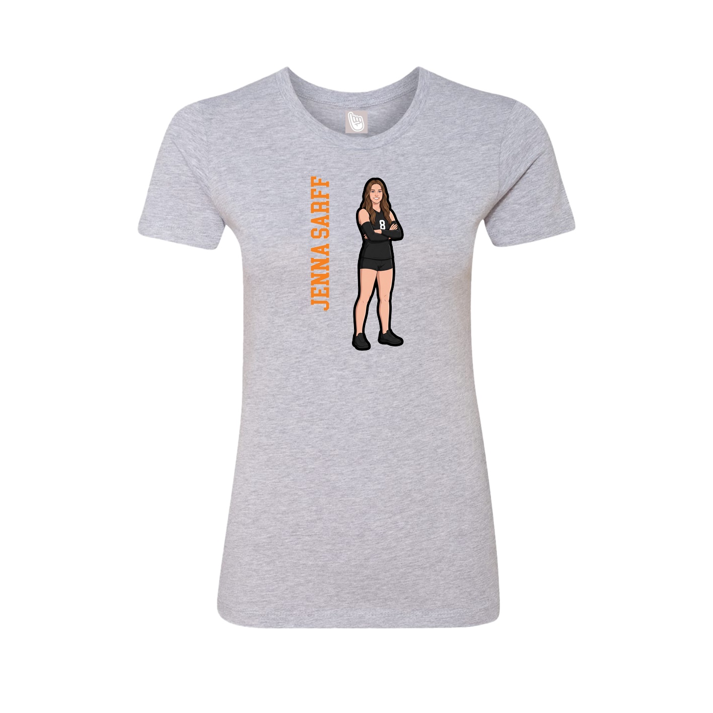 Fitted Women's Tee — Name Vertical in Grey