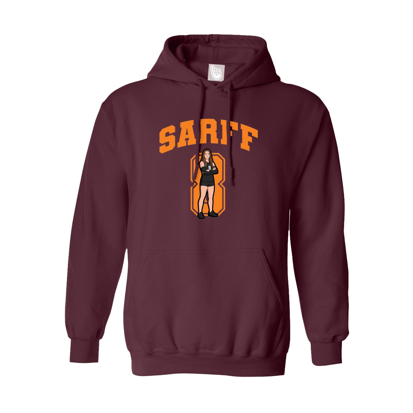 Youth Hoodie — Number in Maroon