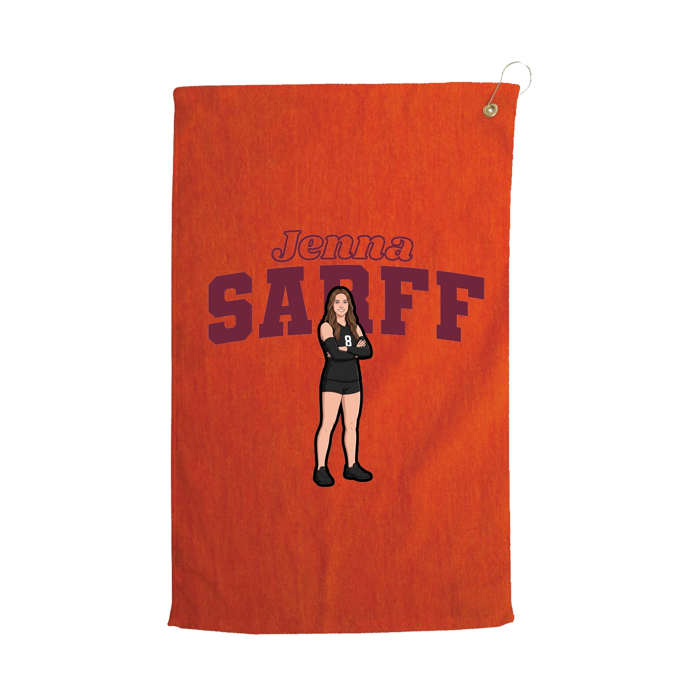 Golf Towel — Name Arch in Orange