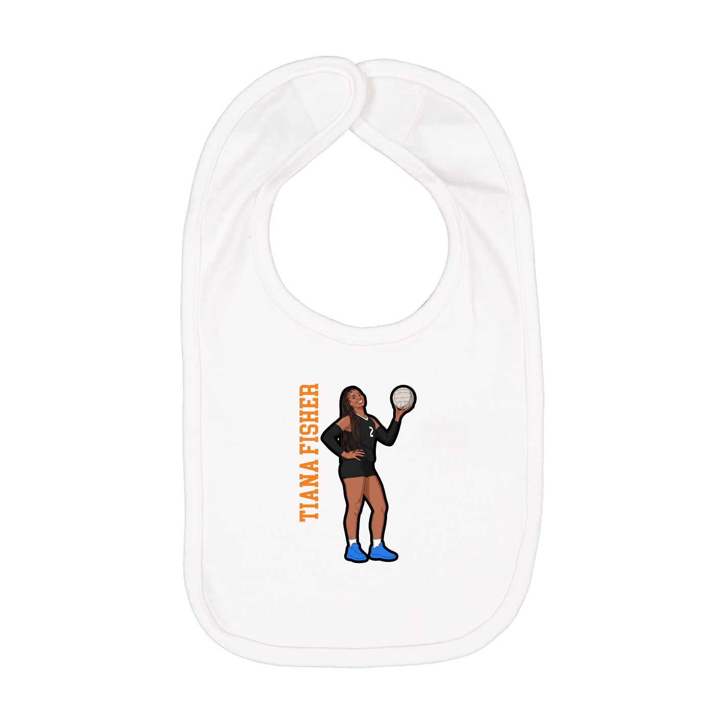 Infant Bib — Name Vertical in White