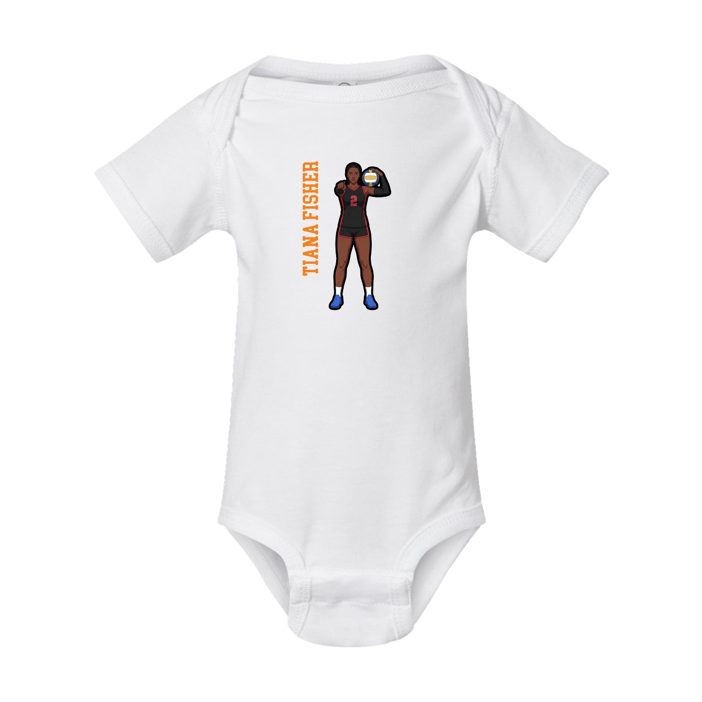 Baby Onesie — Name Vertical in White