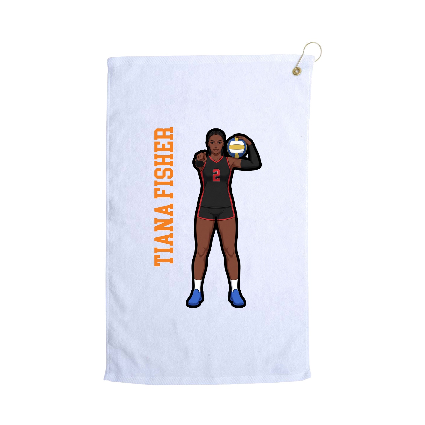 Golf Towel — Name Vertical in White