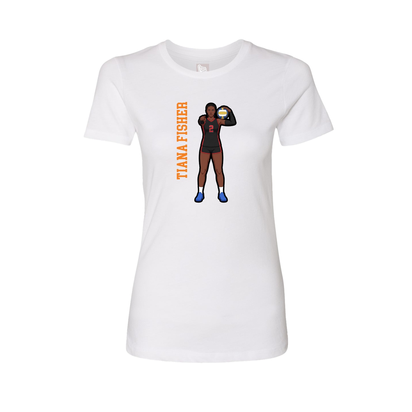 Fitted Women's Tee — Name Vertical in White