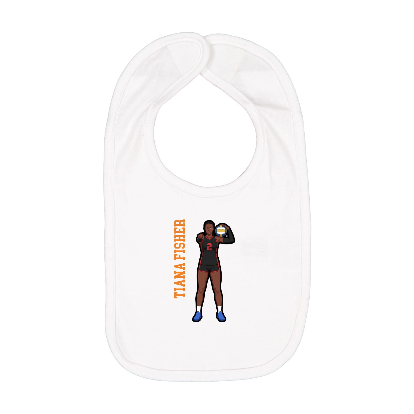 Infant Bib — Name Vertical in White