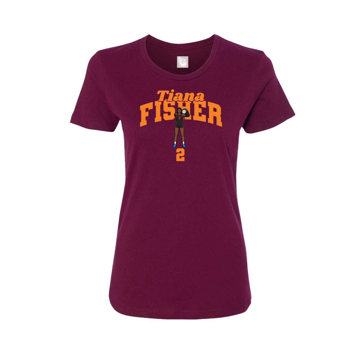 Fitted Women's Tee — Signature Arch in Maroon