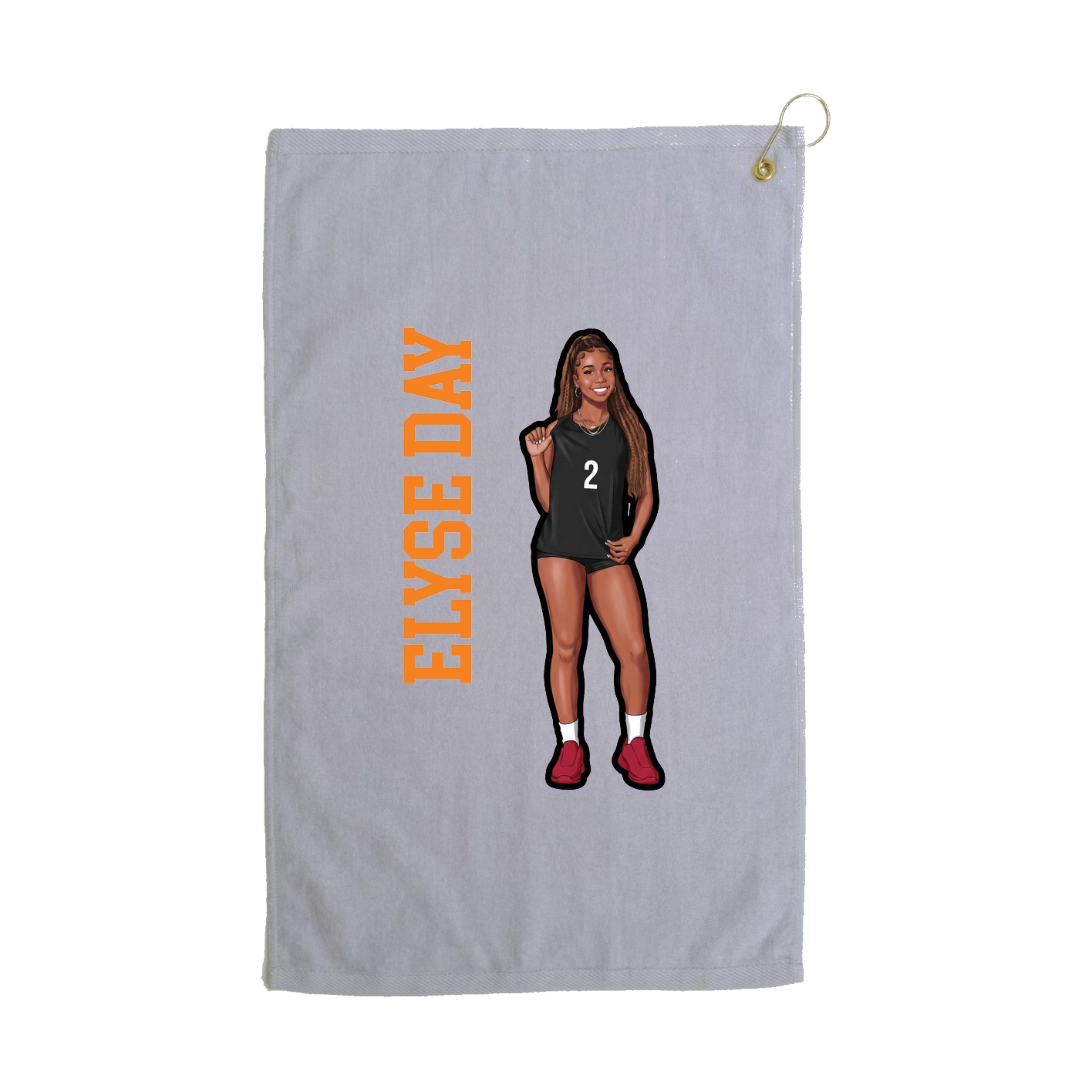 Golf Towel — Name Vertical in Grey