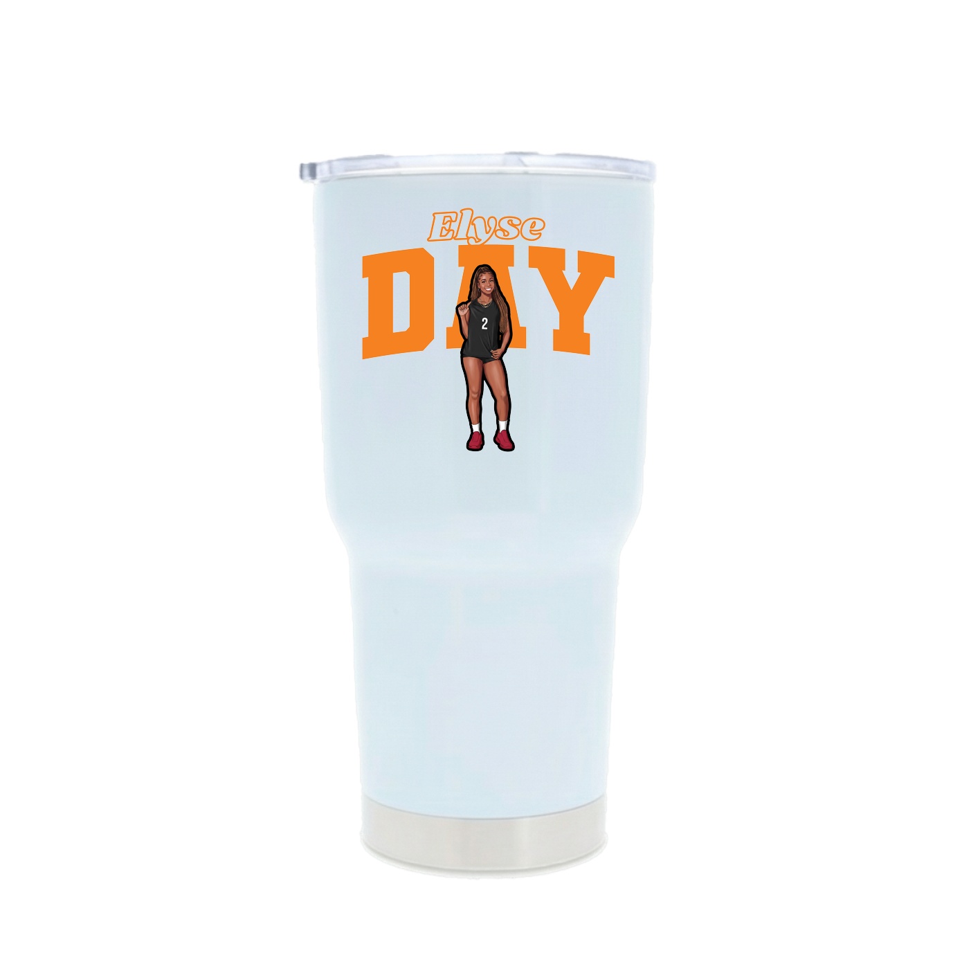 30oz Stainless Steel Tumbler — Name Arch in White