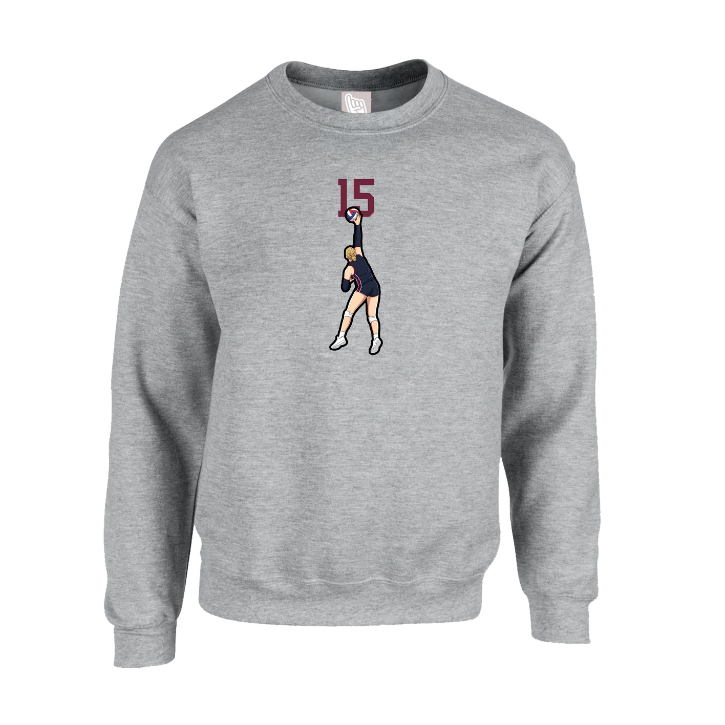 Fleece Crew — Number Top in Grey