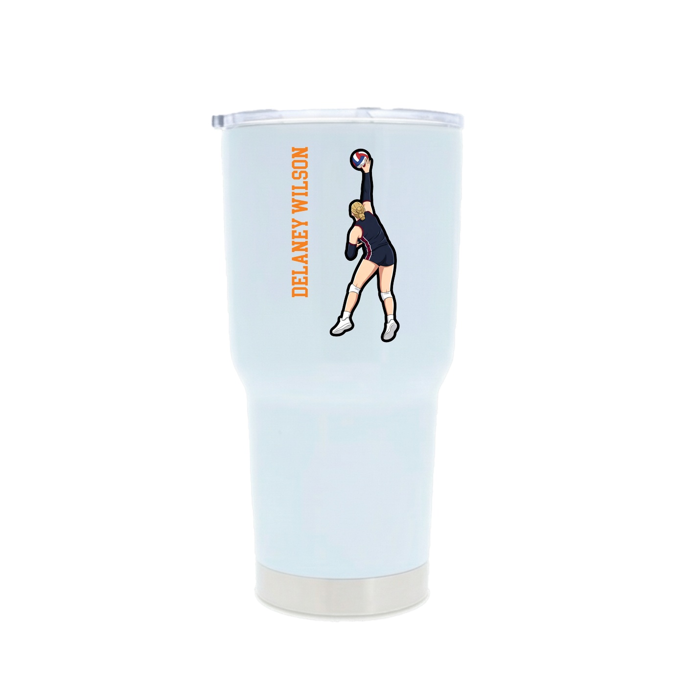 30oz Stainless Steel Tumbler — Name Vertical in White