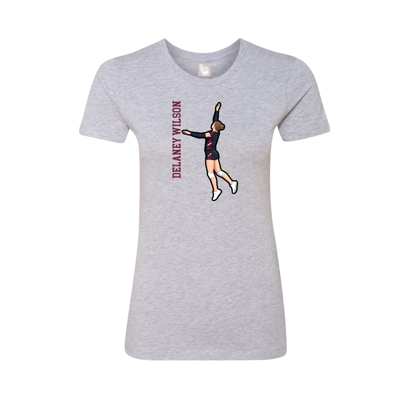 Fitted Women's Tee — Name Vertical in Grey