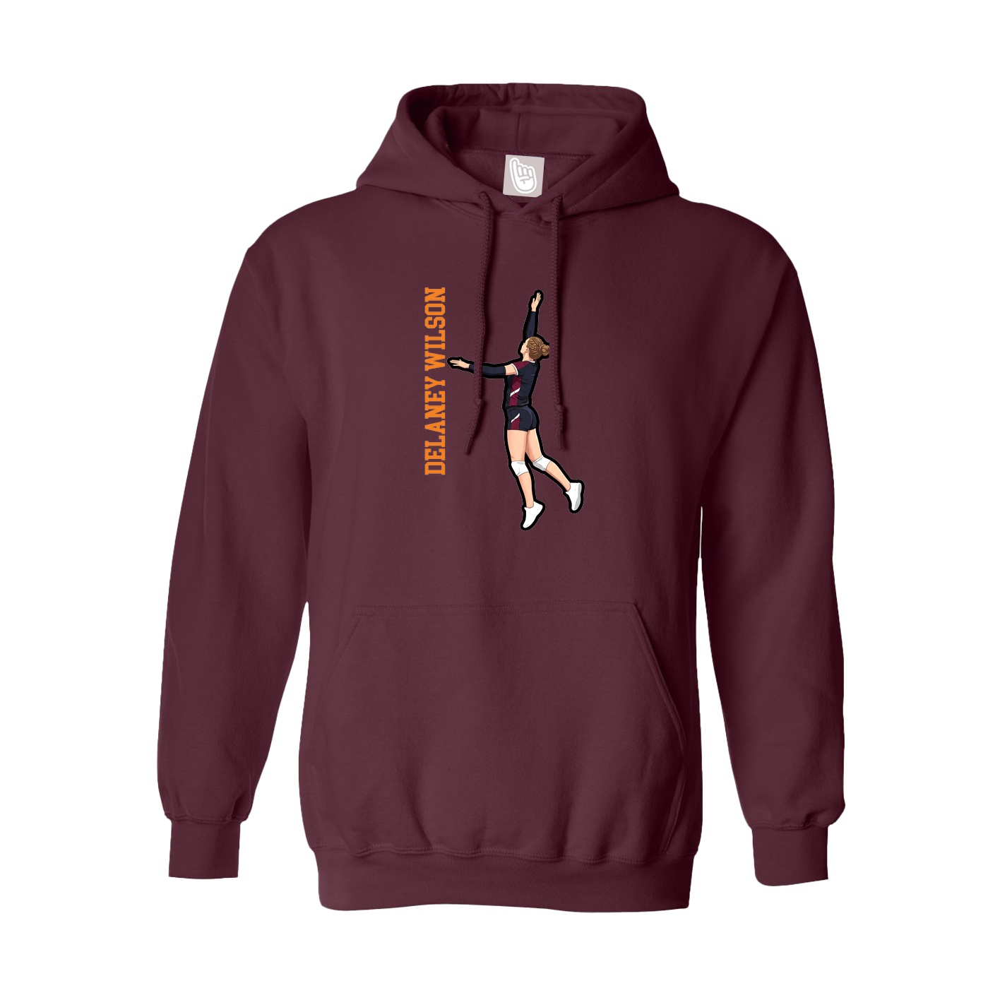Hoodie — Name Vertical in Maroon