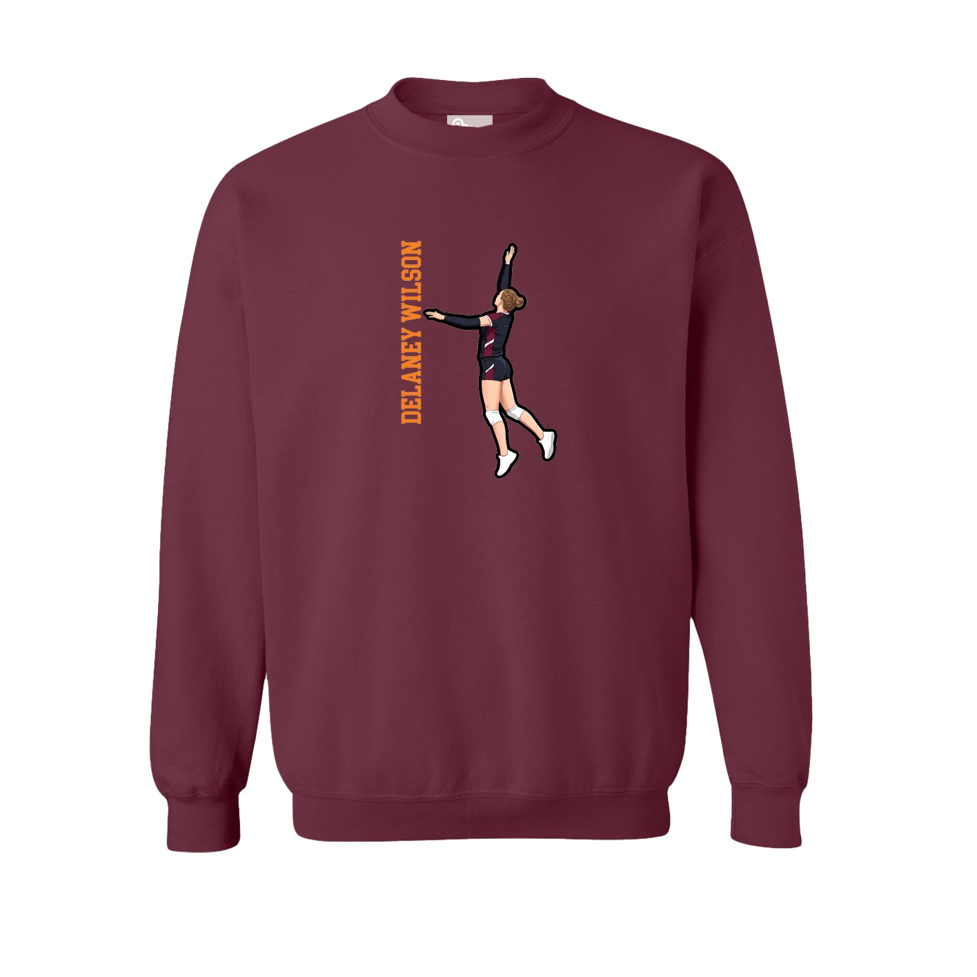 Fleece Crew — Name Vertical in Maroon