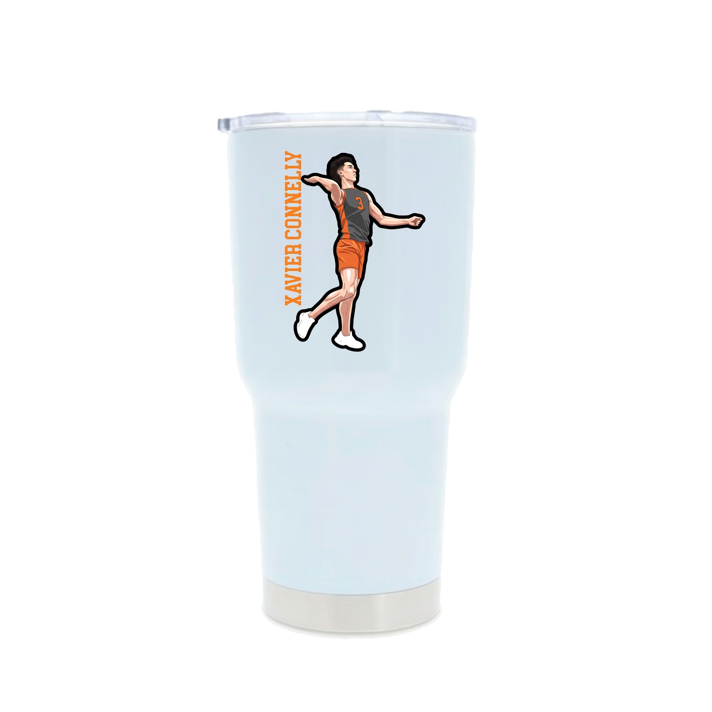 30oz Stainless Steel Tumbler — Name Vertical in White