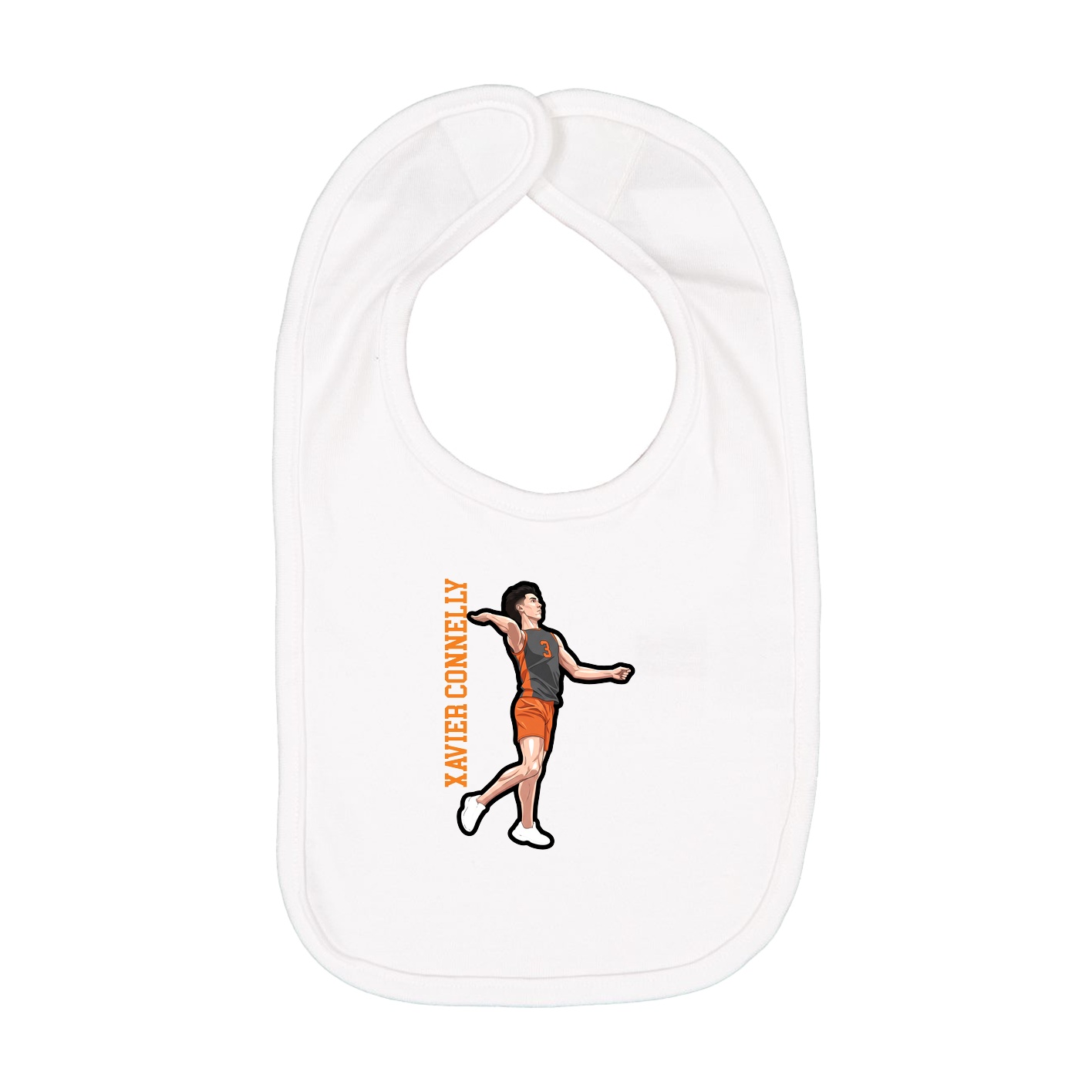 Infant Bib — Name Vertical in White