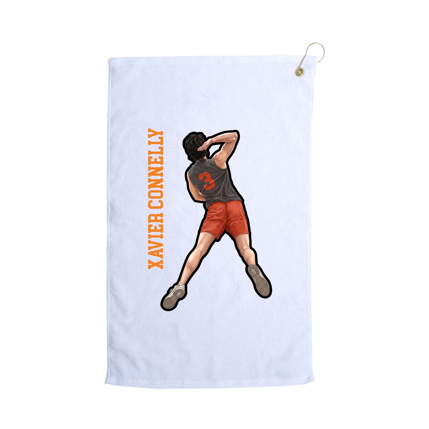Golf Towel — Name Vertical in White