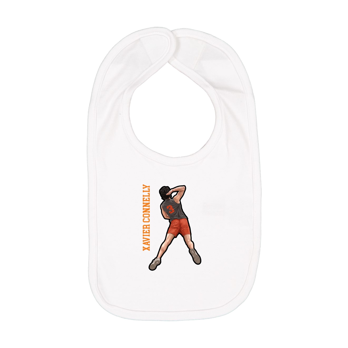 Infant Bib — Name Vertical in White