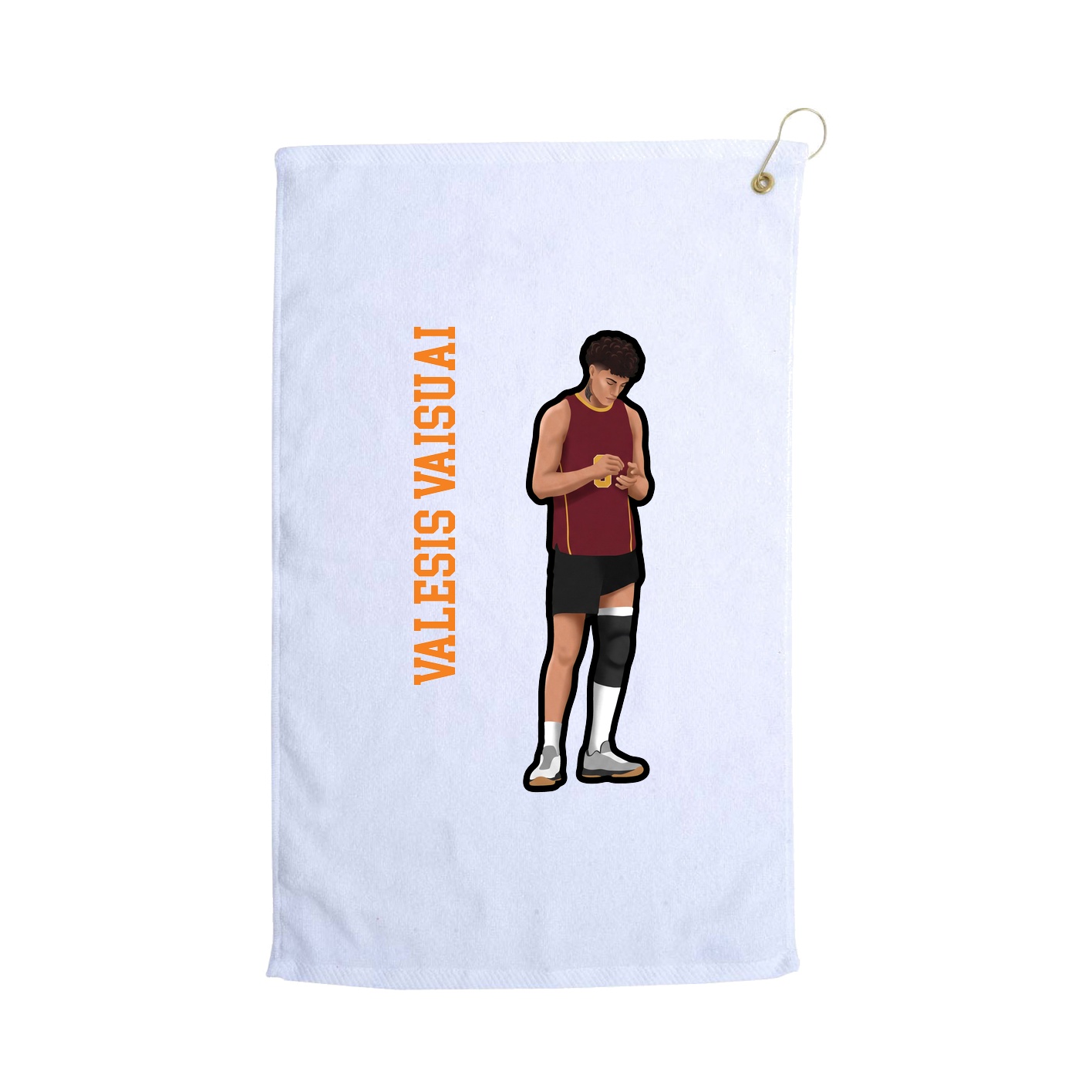 Golf Towel — Name Vertical in White