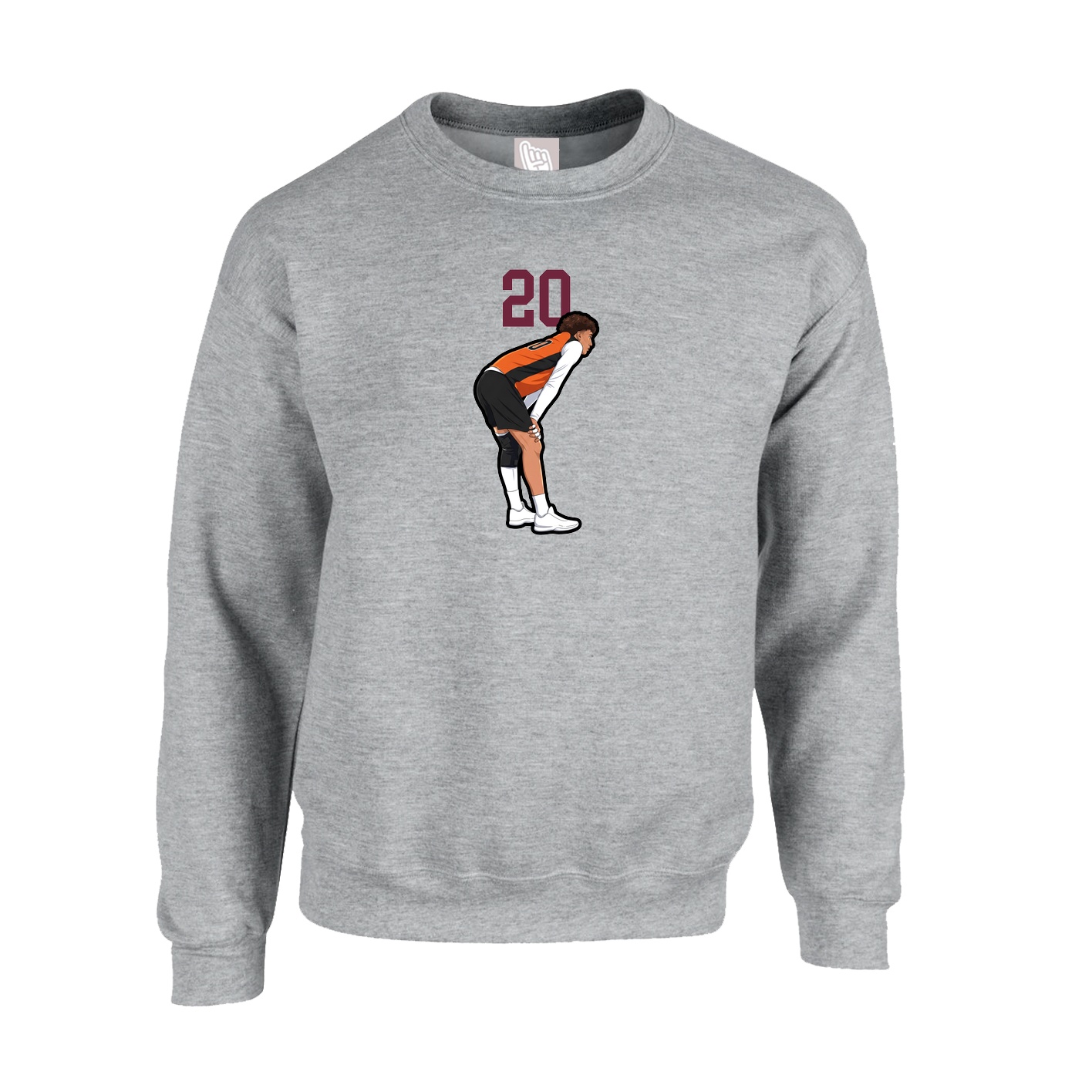 Fleece Crew — Number Top in Grey