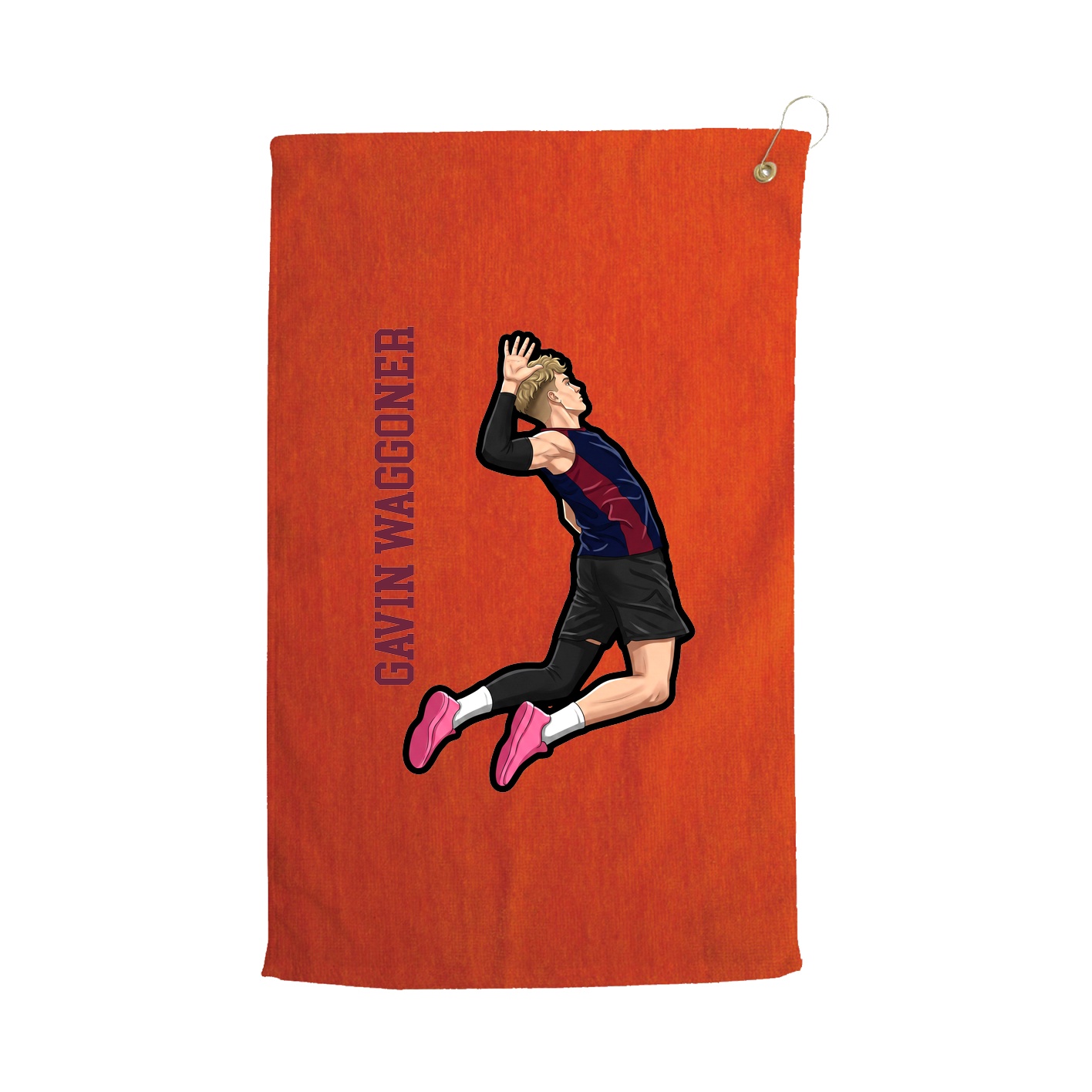 Golf Towel — Name Vertical in Orange