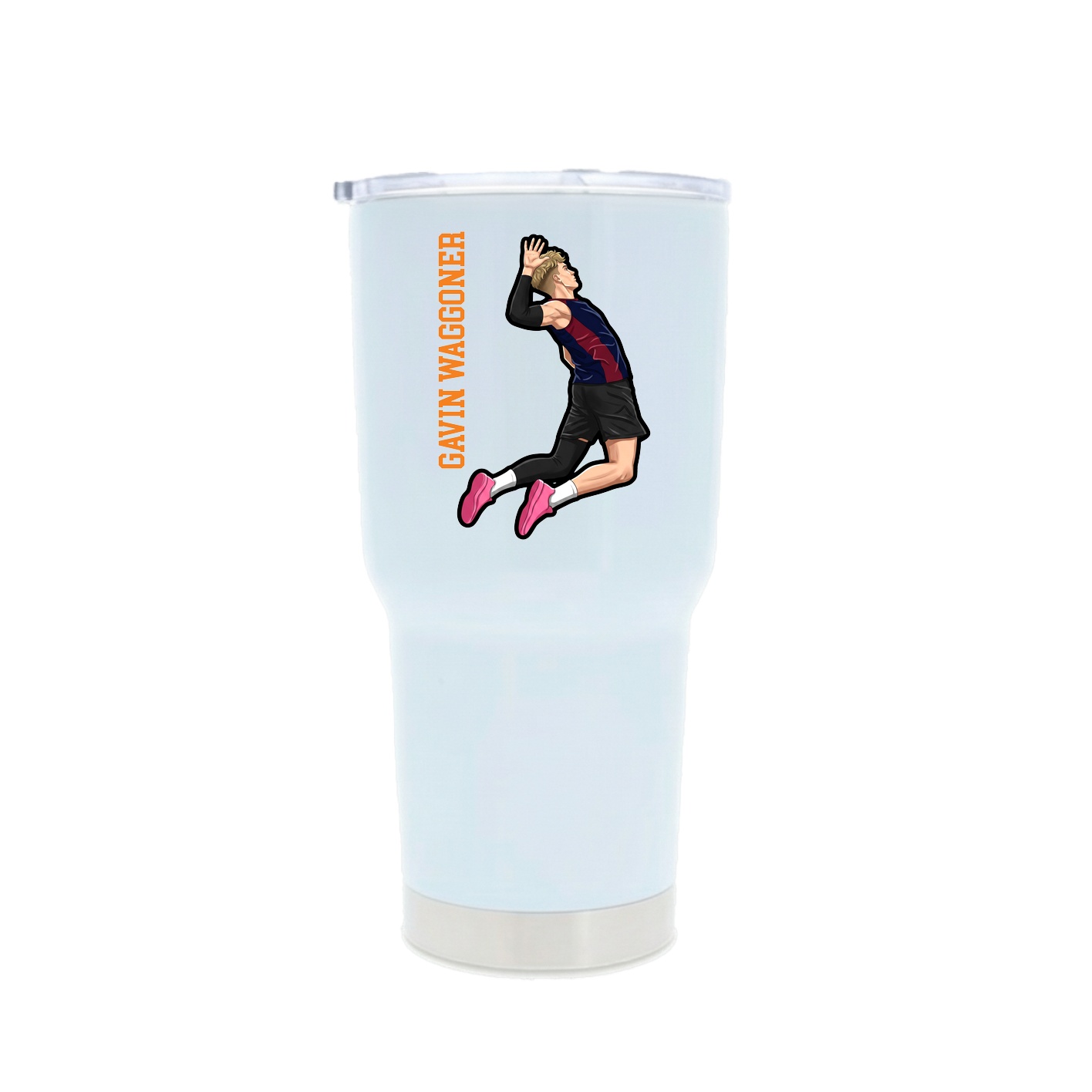 30oz Stainless Steel Tumbler — Name Vertical in White