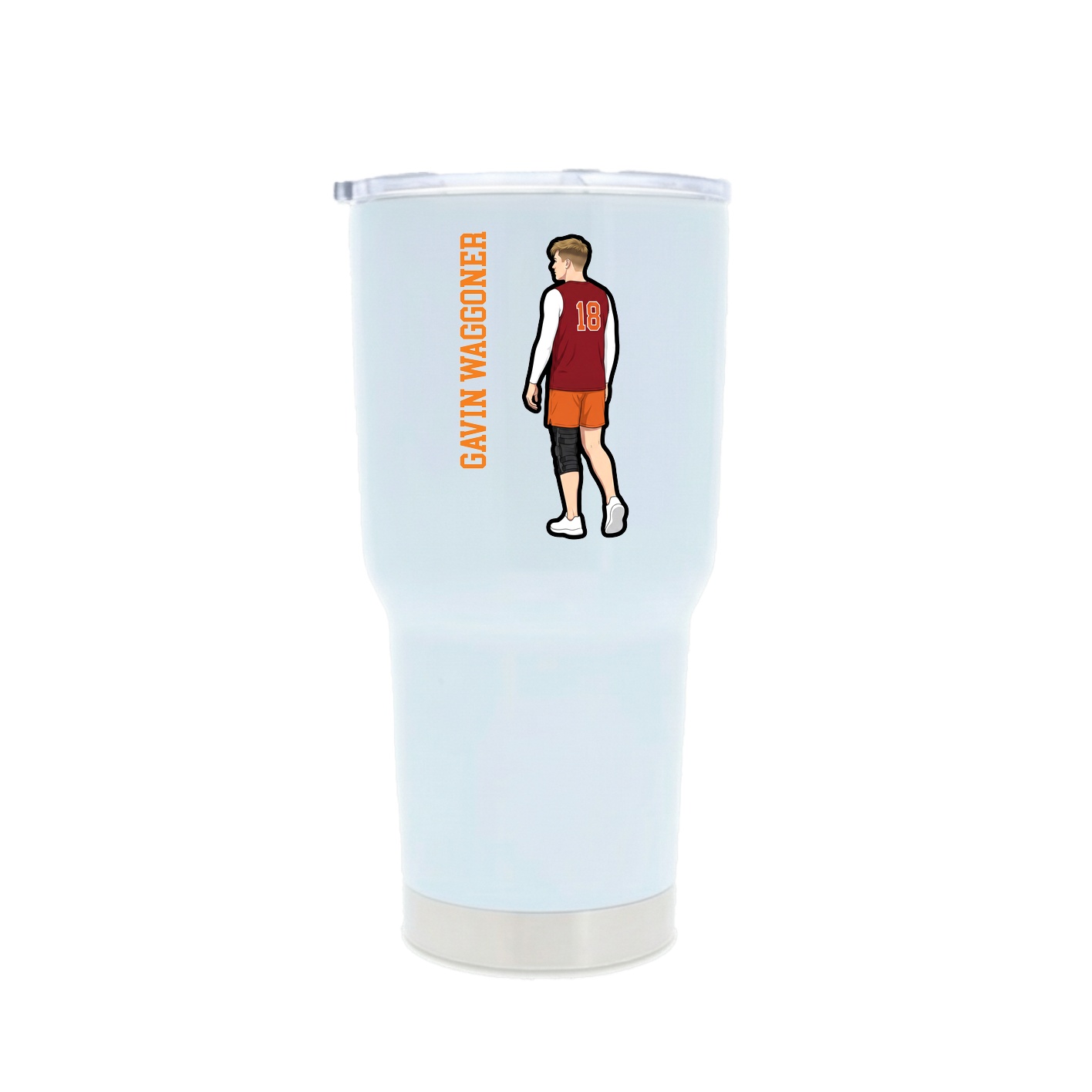 30oz Stainless Steel Tumbler — Name Vertical in White