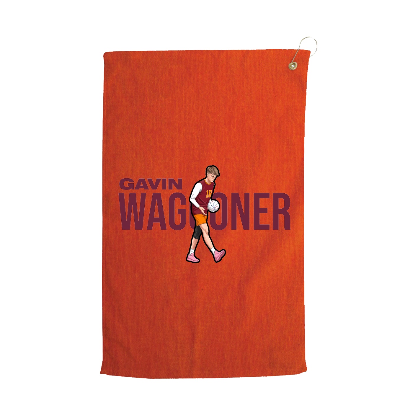 Golf Towel — Player Name in Orange