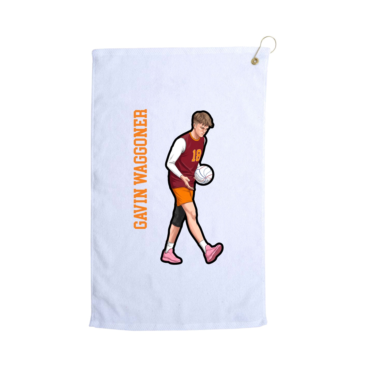 Golf Towel — Name Vertical in White