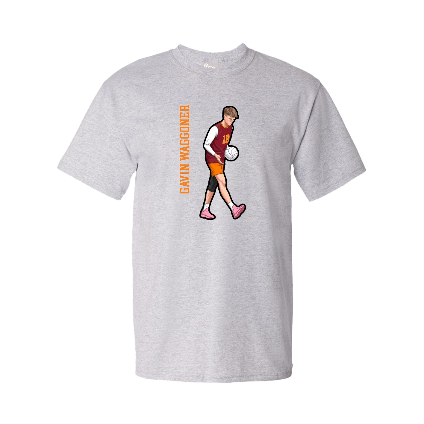 Youth Tee — Name Vertical in Grey