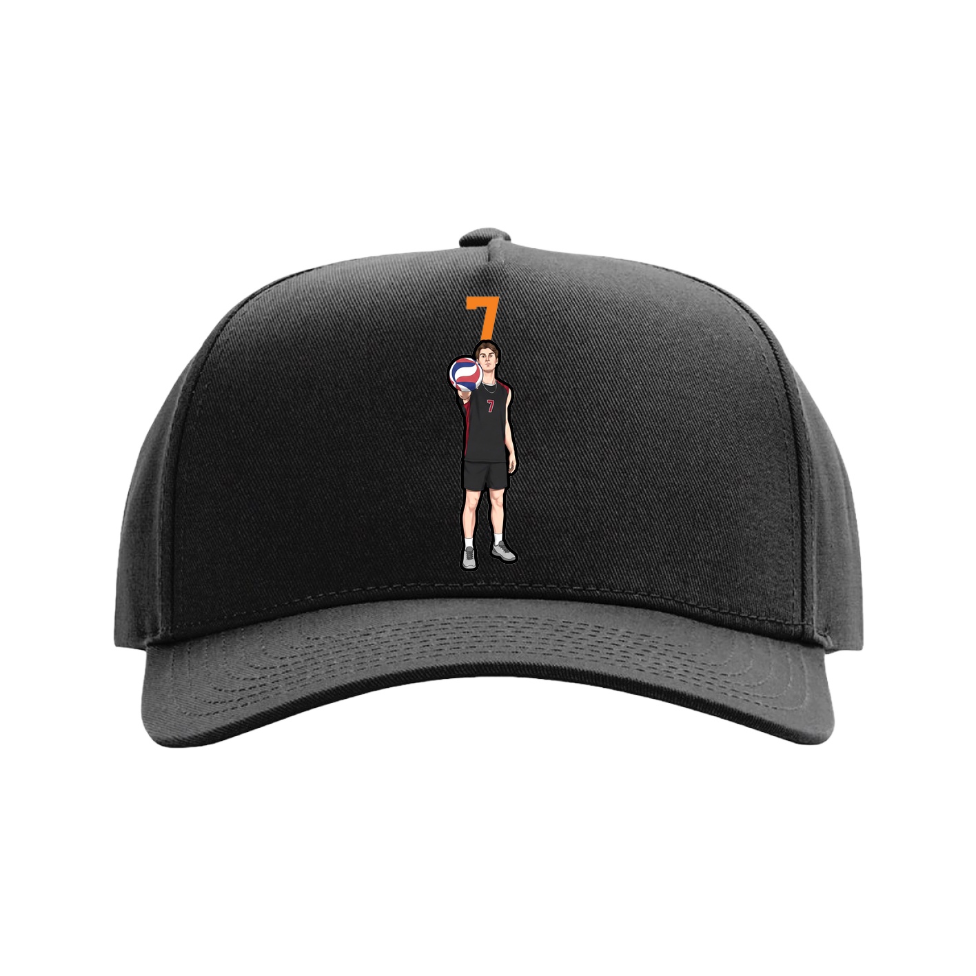 Full Fabric Five-Panel Champ Cap — Number Top in Black