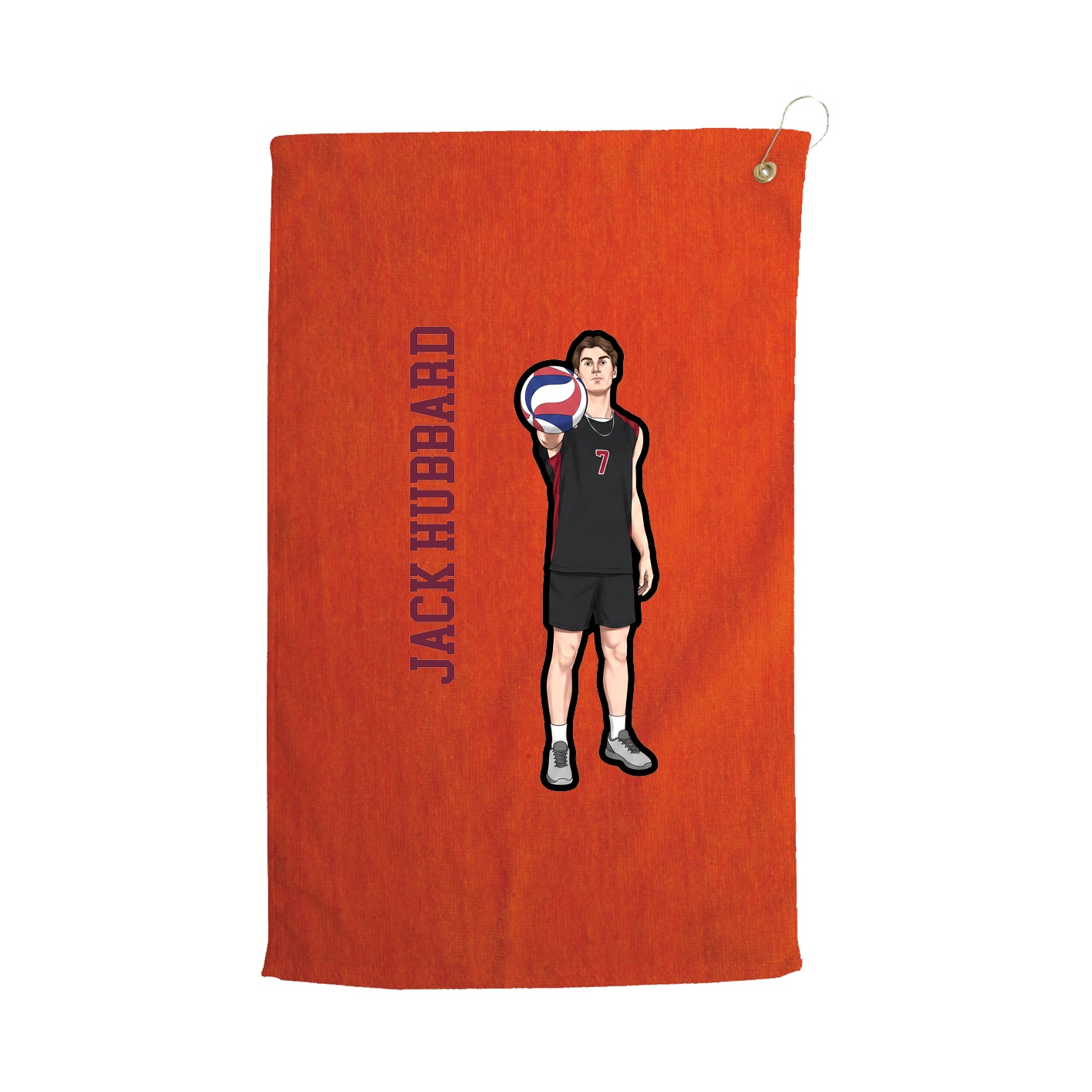 Golf Towel — Name Vertical in Orange