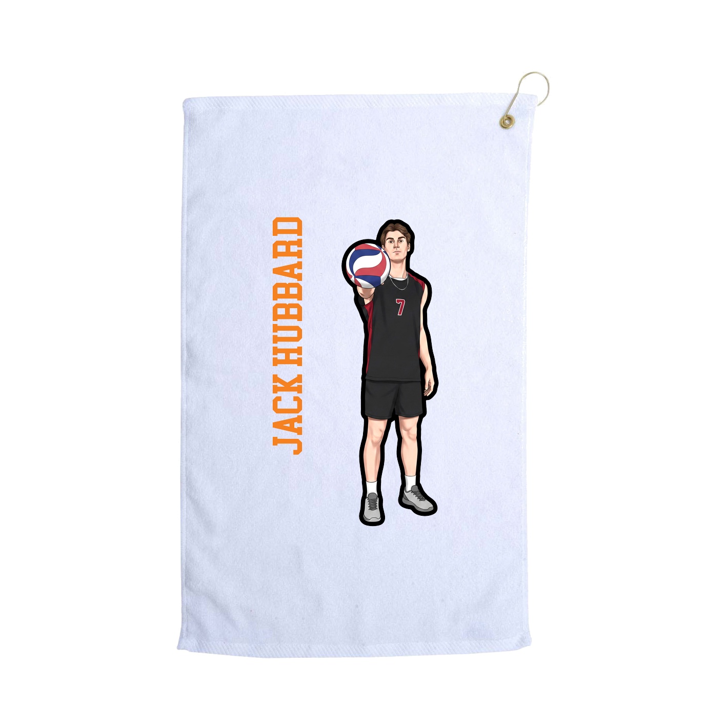 Golf Towel — Name Vertical in White