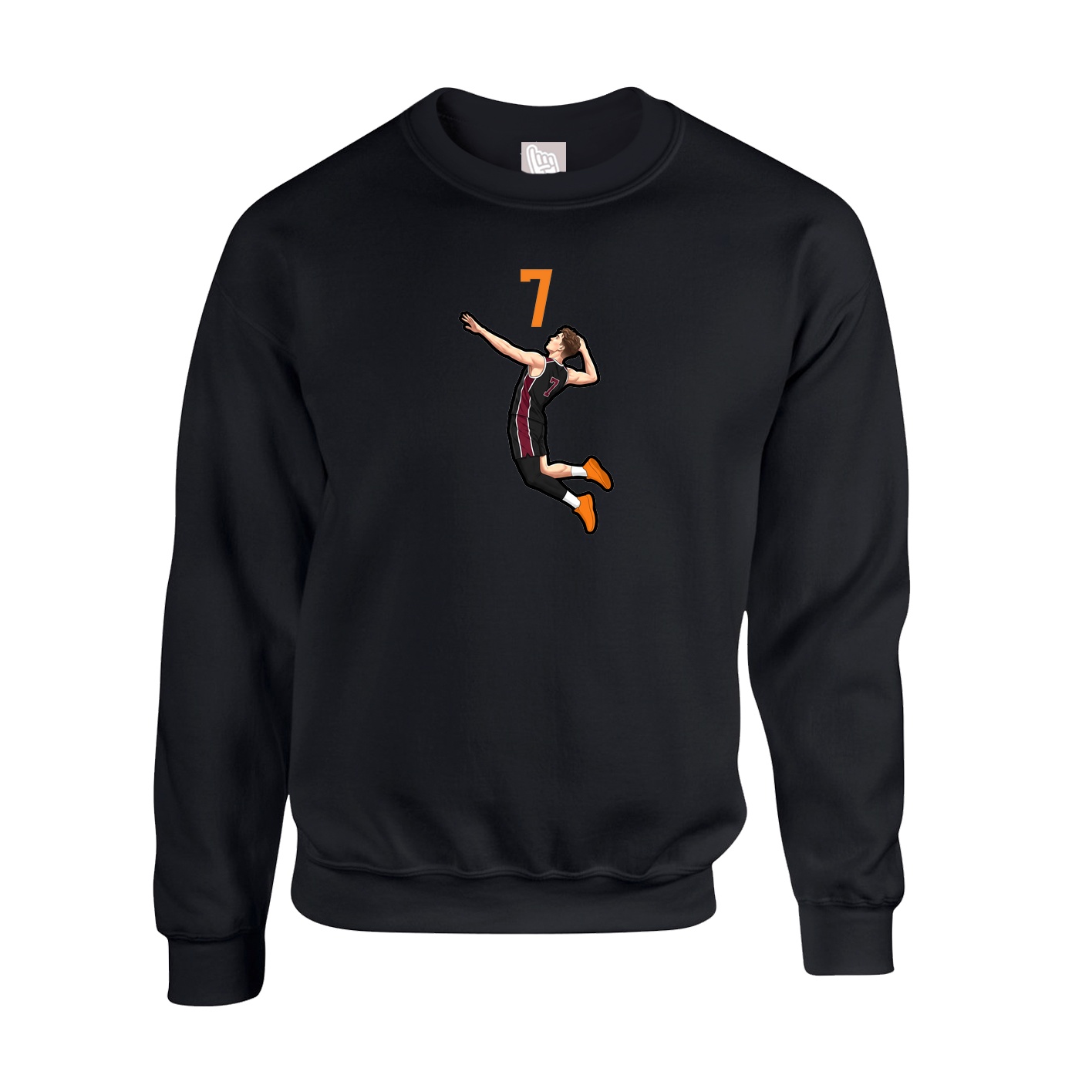 Fleece Crew — Number Top in Black