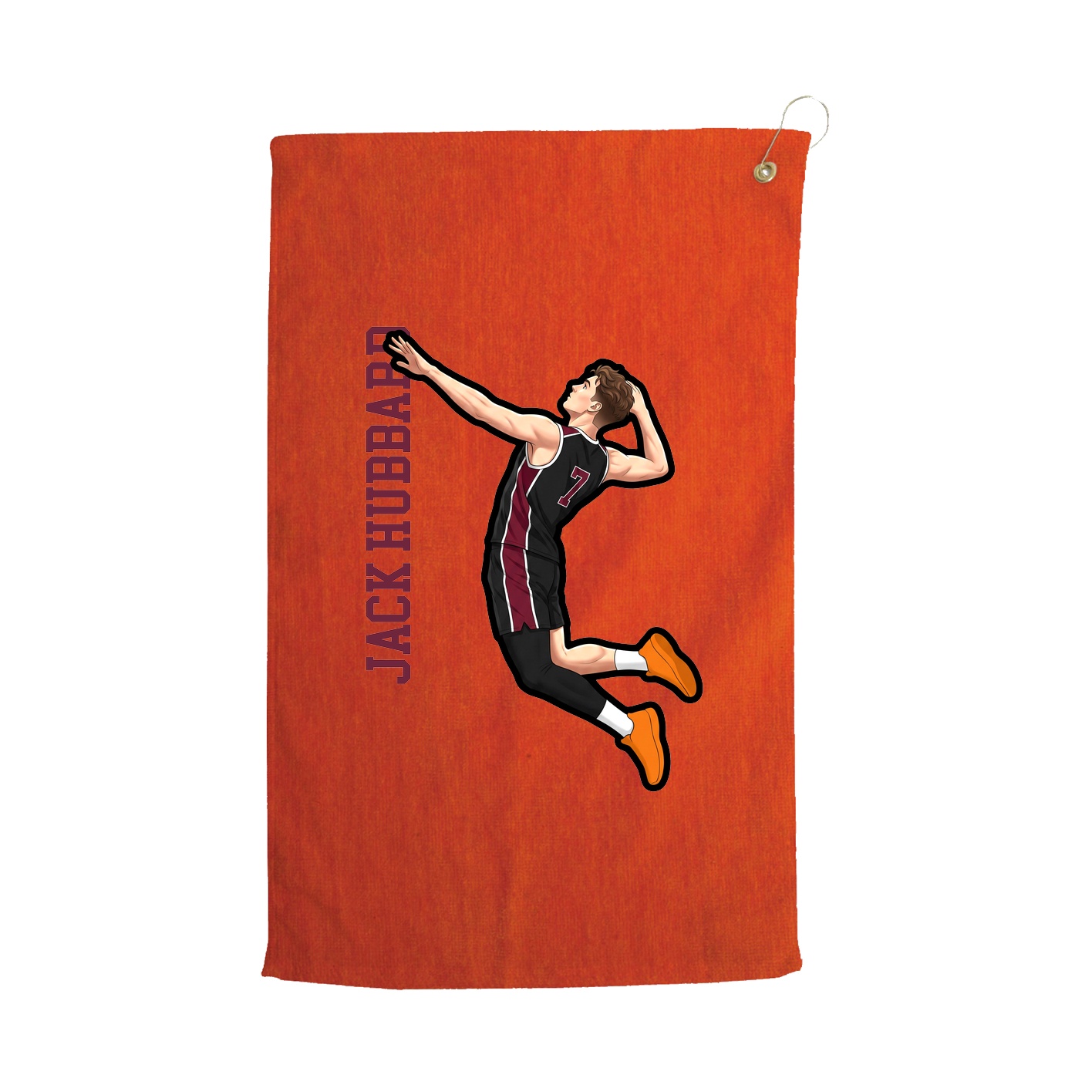 Golf Towel — Name Vertical in Orange