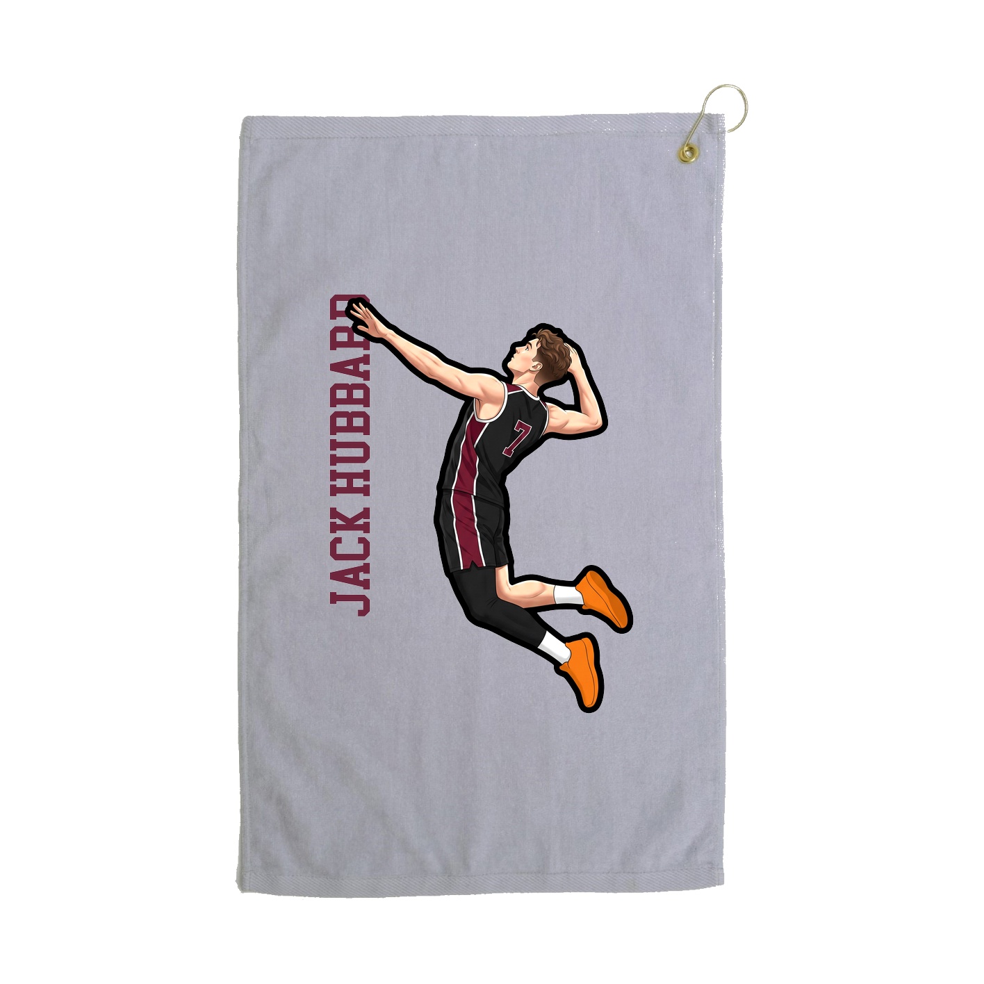 Golf Towel — Name Vertical in Grey